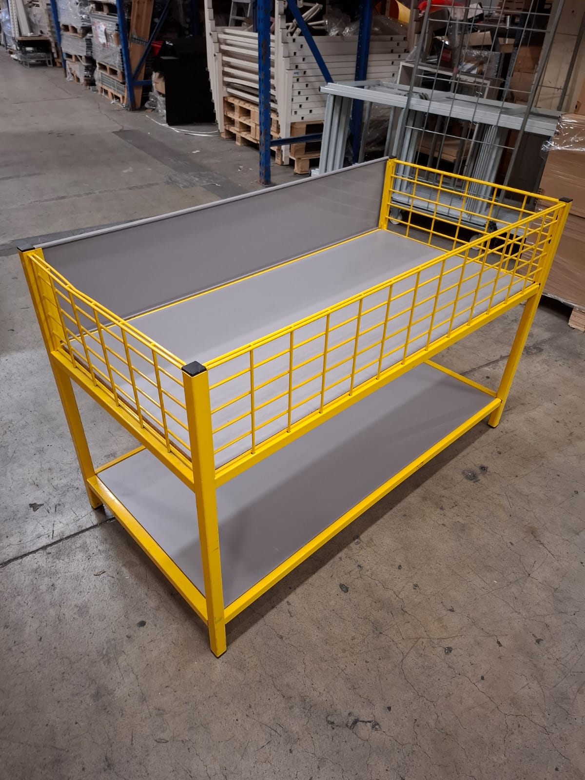 Bac soldeur 2 niveaux métallique et bois – L129 × l65 × H86 cm
