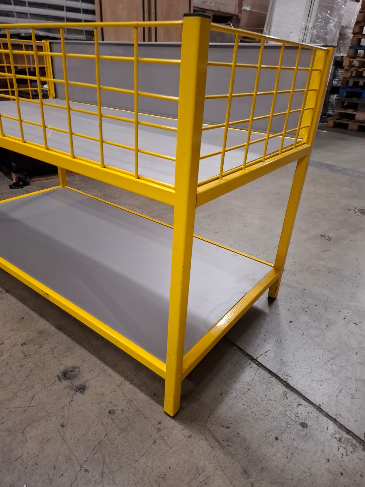 Bac soldeur 2 niveaux métallique et bois – L129 × l65 × H86 cm
