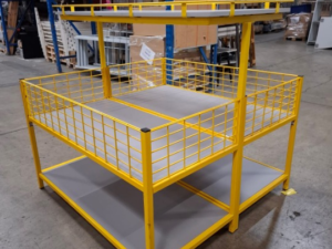 Double bac soldeur jaune métallique et bois – H133 cm