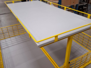 Double bac soldeur jaune métallique et bois – H133 cm