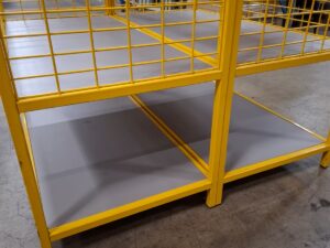 Double bac soldeur jaune métallique et bois – H133 cm