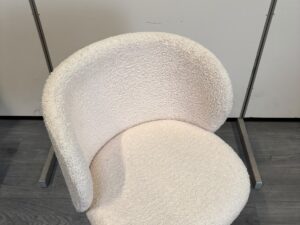 Chaise de bureau en tissu bouclette beige – Hauteur réglable