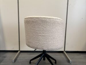 Chaise de bureau en tissu bouclette beige – Hauteur réglable