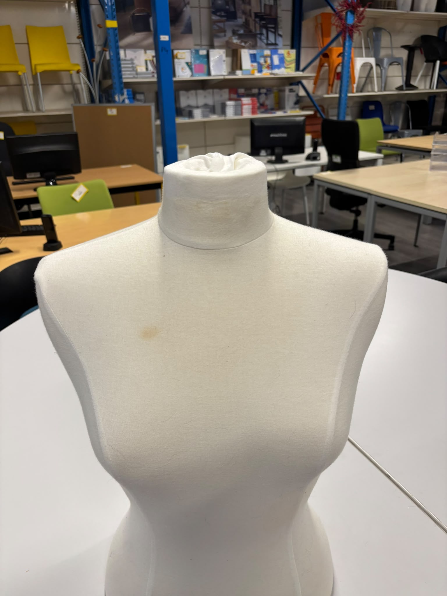 Buste mannequin femme blanc en tissu déhoussable – H58 cm