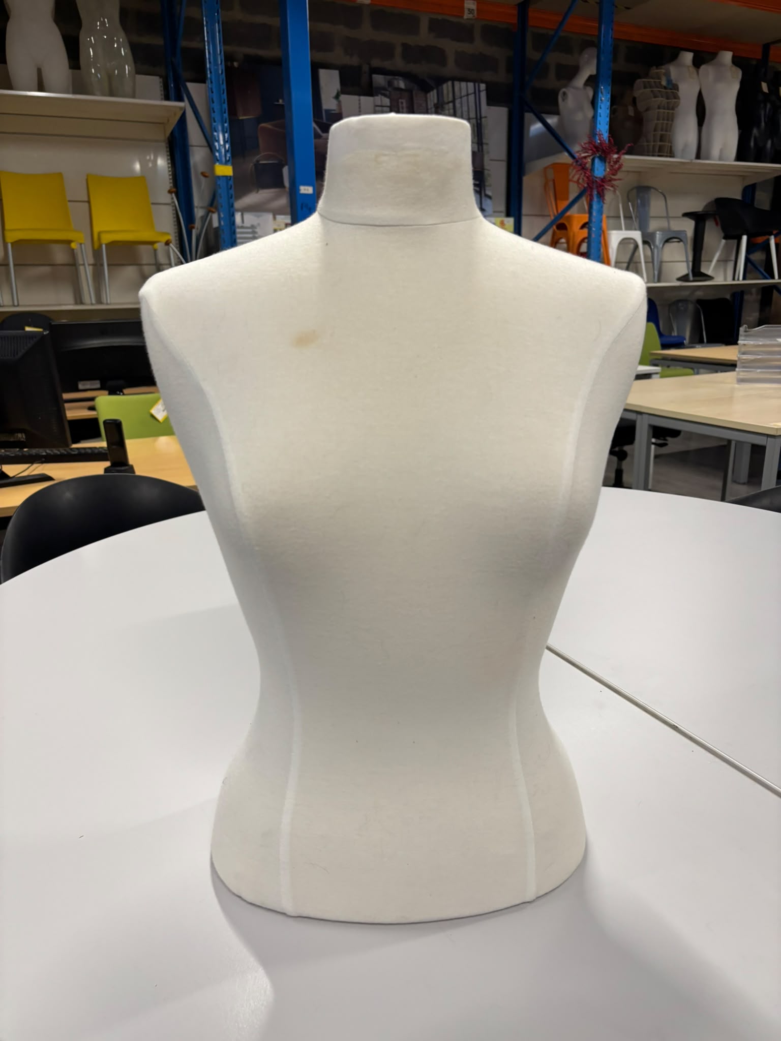 Buste mannequin femme blanc en tissu déhoussable – H58 cm