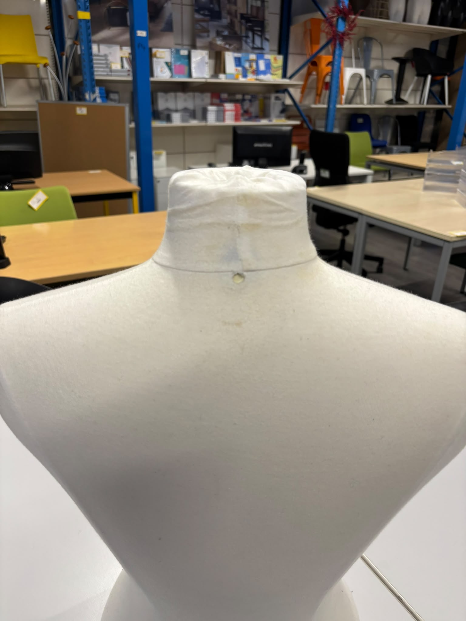 Buste mannequin femme blanc en tissu déhoussable – H58 cm