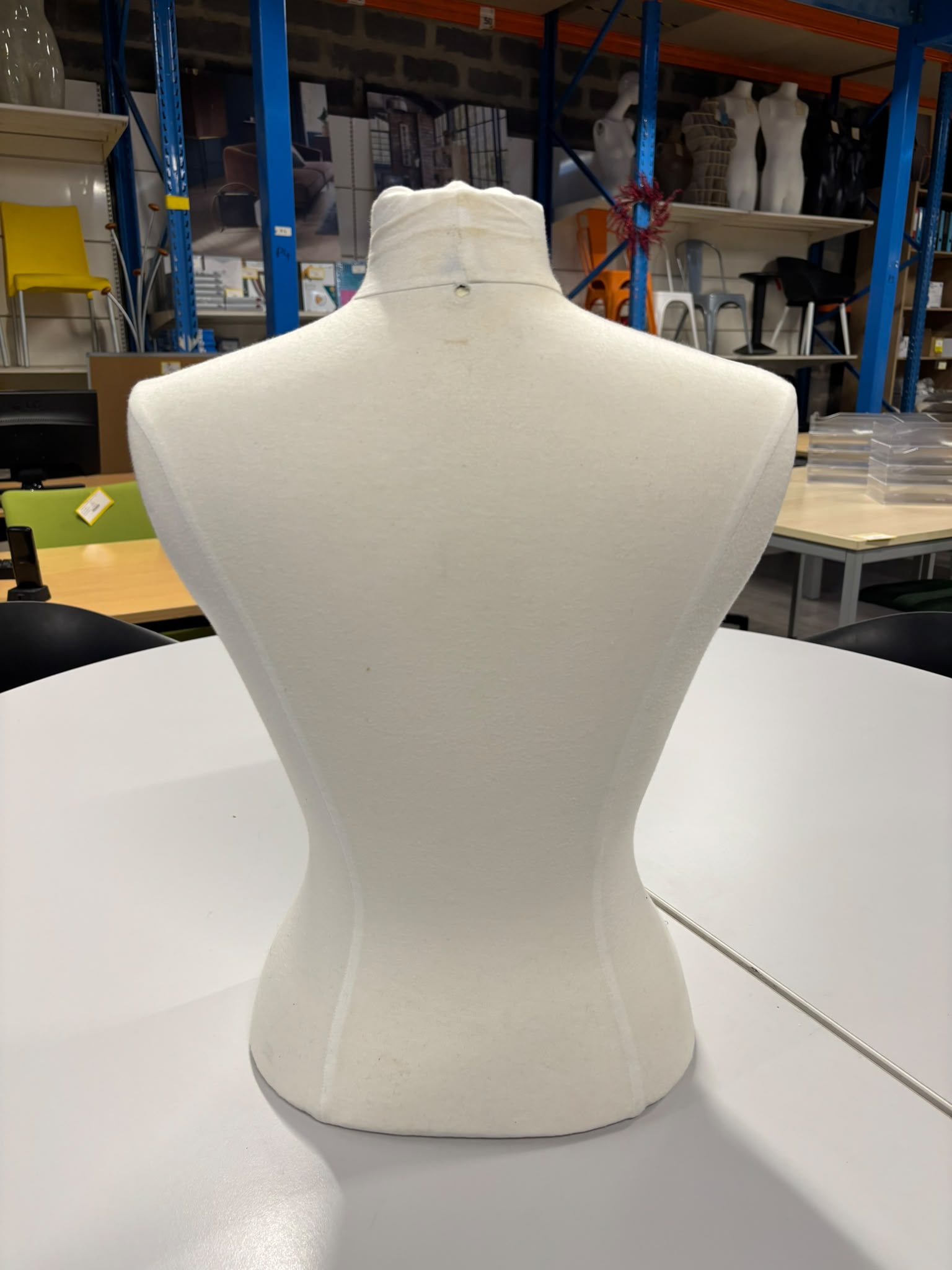 Buste mannequin femme blanc en tissu déhoussable – H58 cm