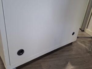 Armoire de bureau mi-haute métallique grise à clé – L102 cm